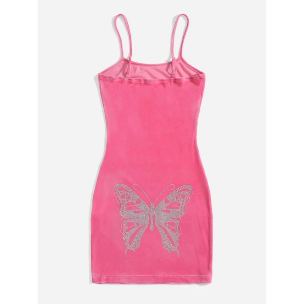 Y2K Era SHEIN Pink Velvet Bodycon Mini Dress Size Small